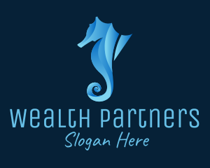 3D Blue Seahorse logo design