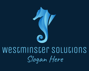 3D Blue Seahorse logo design