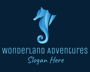 3D Blue Seahorse logo design