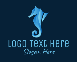 3D Blue Seahorse Logo