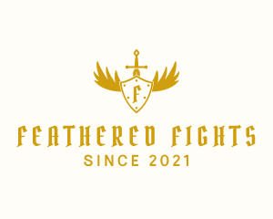 Winged Shield Sword logo design