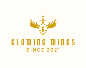 Winged Shield Sword logo design