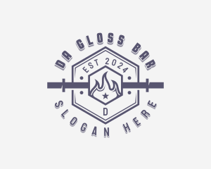 Flaming Barbell Gym logo design