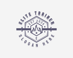 Flaming Barbell Gym logo design