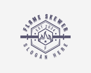 Flaming Barbell Gym logo design