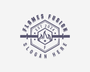 Flaming Barbell Gym logo design