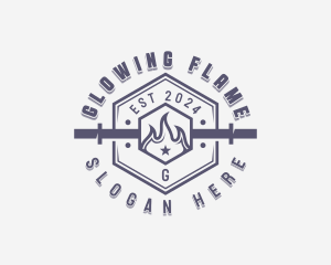 Flaming Barbell Gym logo design