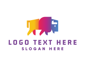 Multicolor - Gradient Wild Bison logo design