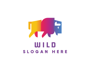 Gradient Wild Bison logo design