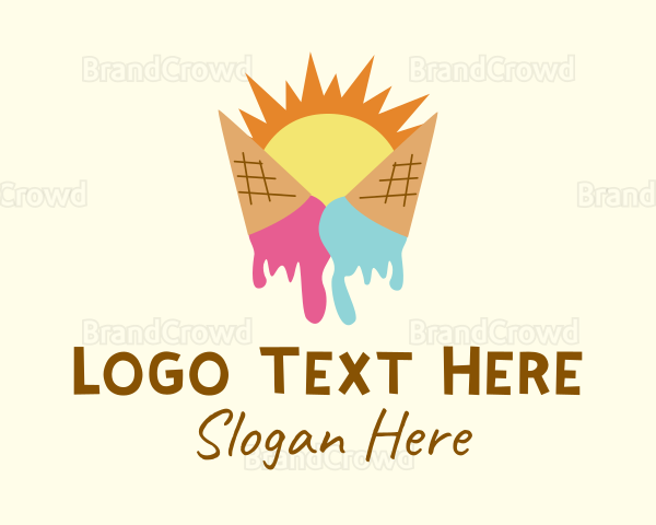 Summer Melting Ice Cream Logo