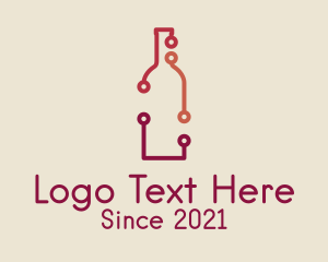 Bartender - Wine Bottle Circuit logo design