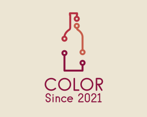 Wine Bottle - Wine Bottle Circuit logo design