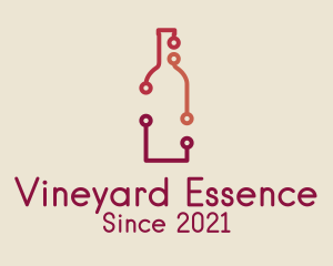 Wine Bottle Circuit  logo design