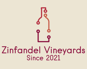 Wine Bottle Circuit  logo design