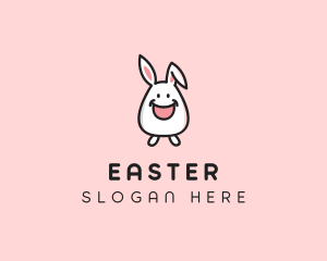 Happy Bunny Rabbit Kid logo design