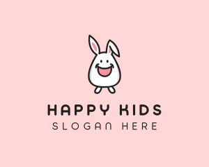 Happy Bunny Rabbit Kid logo design