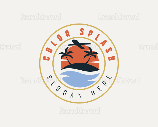 Airplane Beach Travel Logo