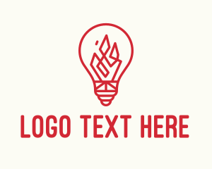 Hiking - Campfire Light Bulb logo design