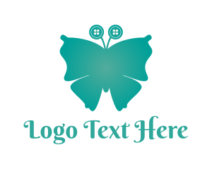 Seamstess - Teal Button Butterfly logo design