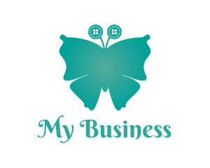 Teal Button Butterfly Logo