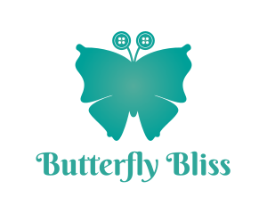 Butterfly - Teal Button Butterfly logo design