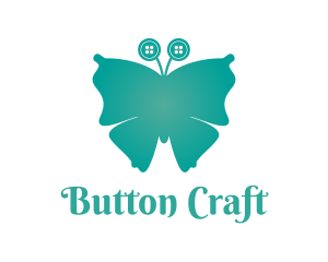 Teal Button Butterfly logo design