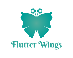 Butterfly - Teal Button Butterfly logo design