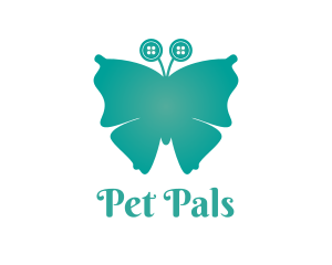 Teal Button Butterfly logo design