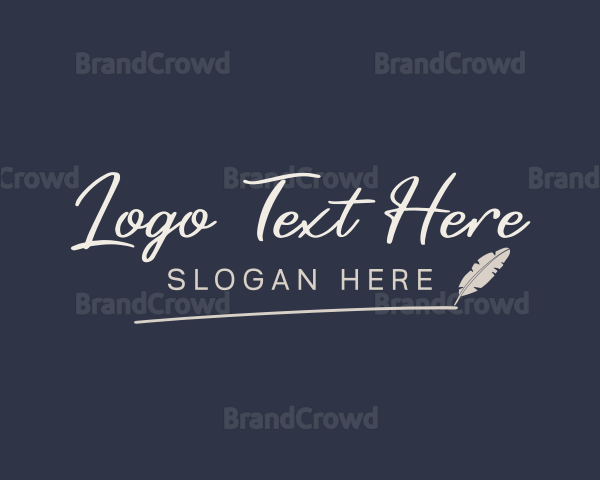 Writer Feather Pen Wordmark Logo