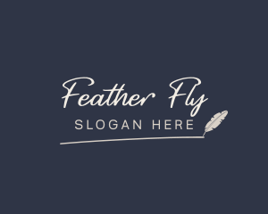 Writer Feather Pen Wordmark logo design