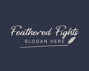 Writer Feather Pen Wordmark logo design