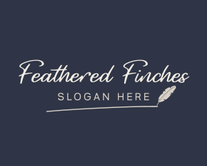 Writer Feather Pen Wordmark logo design