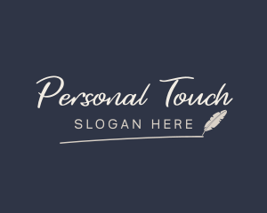 Personal - Writer Feather Pen Wordmark logo design