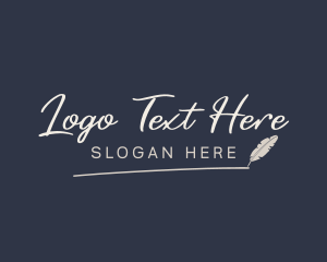 Feather - Writer Feather Pen Wordmark logo design