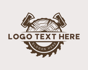 Tree - Sawmill Axe Woodcutting logo design