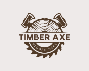 Sawmill Axe Woodcutting logo design