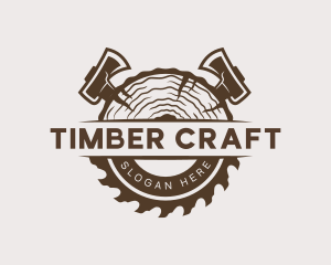 Woodcutting - Sawmill Axe Woodcutting logo design