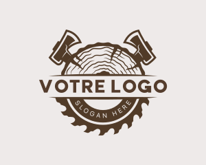 Workshop - Sawmill Axe Woodcutting logo design