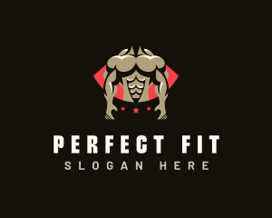 Muscle Fitness Bodybuilder logo design