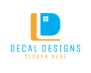 House Window Letter D logo design