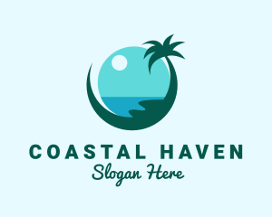 Bay - Island Beach Palm Tree logo design