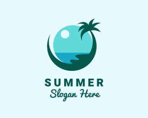 Island Beach Palm Tree logo design