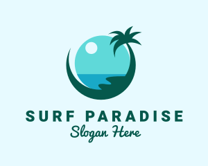 Island Beach Palm Tree logo design