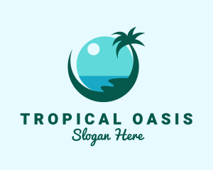 Paradise - Island Beach Palm Tree logo design