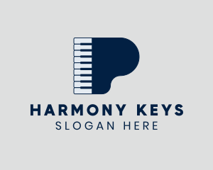 Piano - Grand Piano Keyboard logo design