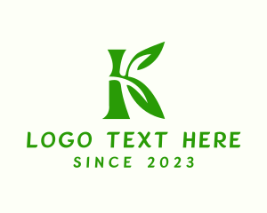 Herbalist - Bamboo Leaf Letter K logo design