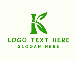 Bamboo Leaf Letter K  Logo
