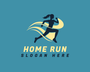 Athletic Woman Run logo design