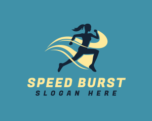 Athletic Woman Run logo design