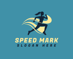 Athletic Woman Run logo design